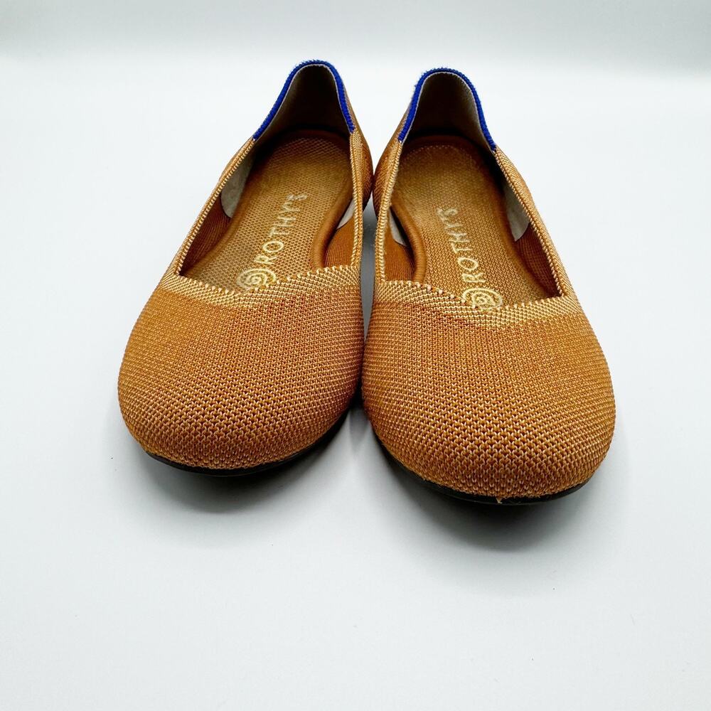 Rothys The Flat Round Toe Ballet Flat Size 6.5 Fawn Brown Slip On Caramel Knit - Picture 6 of 9
